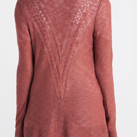 Coral Dusty Rose Pink Cardigan Sweater Size Small Love Ellie Adelle Two Pocket - Picture 2 of 7